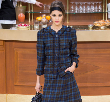 Chanel model wearing Harris Tweed on the Catwalk 