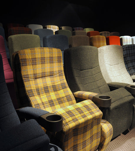 yellow check/tartan chair made from harris tweed fabric in blythswoods sqaure hotel