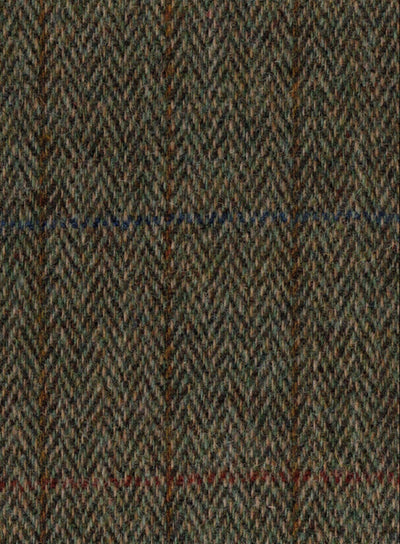 Harris Tweed Green & Beige Herringbone Fabric FWD HA215-A1.