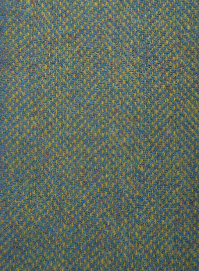 Harris Tweed FWD HTHS-34 green and yellow herringbone fabric.