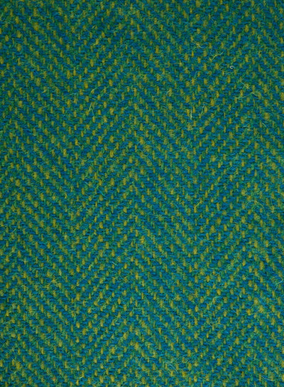Harris Tweed FWD HTHS-35 green and yellow herringbone fabric.