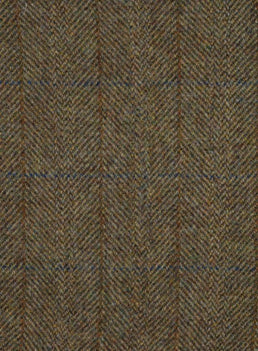 Harris Tweed Yellow & Brown Herringbone Fabric FWD MR23-H1.
